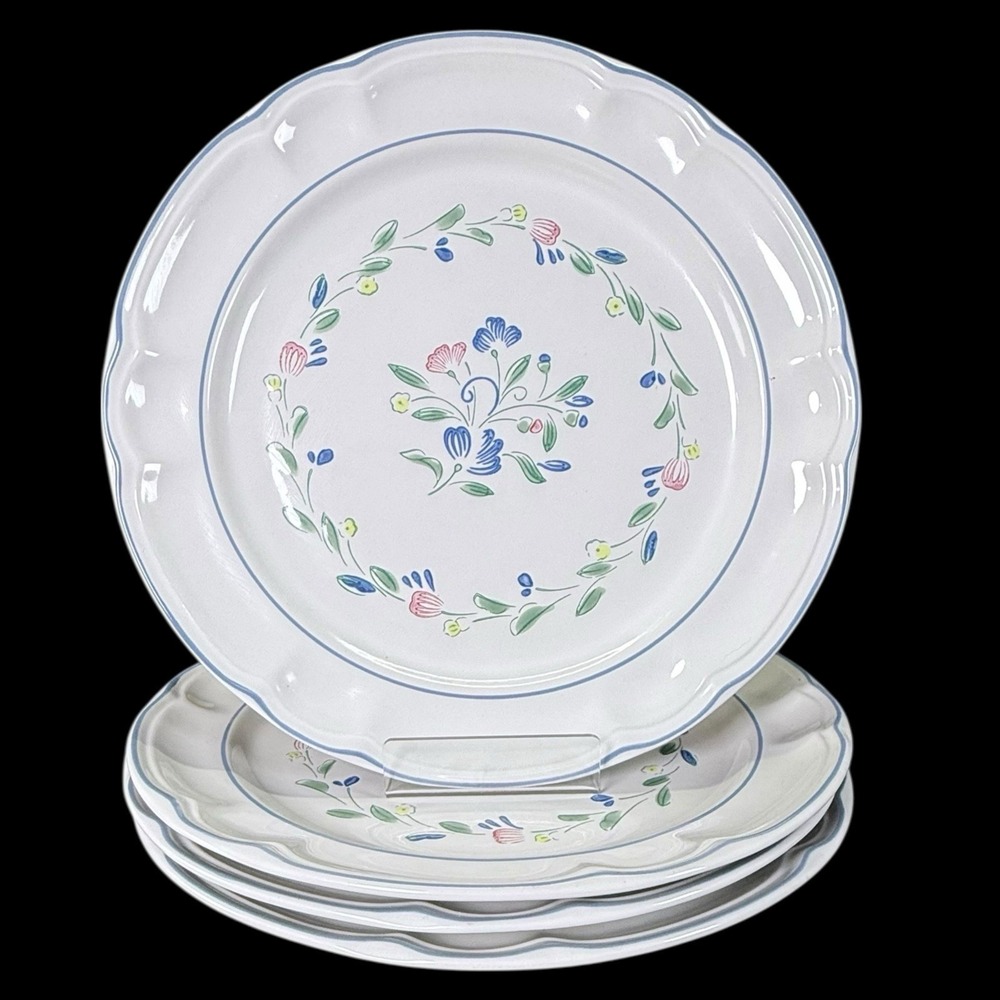 Floral Expressions Dinner Plates Flower‎ Pattern Stoneware 10.75" Japan Set Of 4